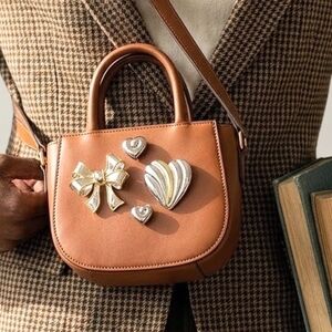 Vintage Lot/ 3 Gold Silver Tone Bow Heart Brooch Mixed Metal Unsigned, Danecraft